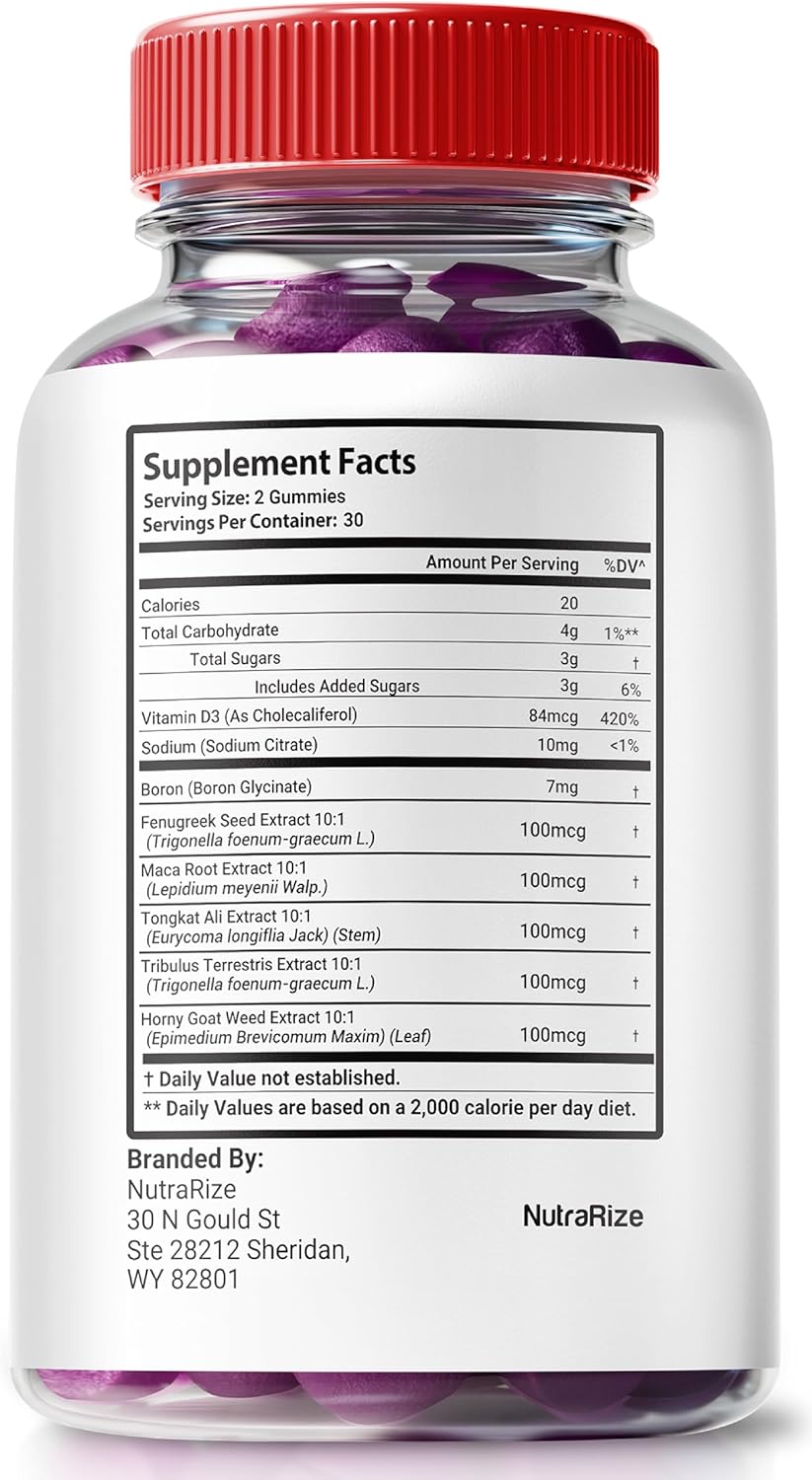 Pack of 5 NutraRize Vital Grow XL Testo Gummies for Men - Stamina and Confidence Boost (300 Gummies)