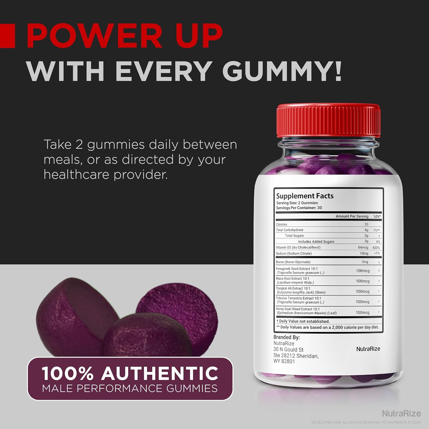 Pack of 5 NutraRize Vital Grow XL Testo Gummies for Men - Stamina and Confidence Boost (300 Gummies)