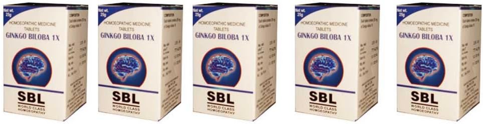 Pack of 5 SBL Homeopathy Ginkgo Biloba 1x Tablets - 25g