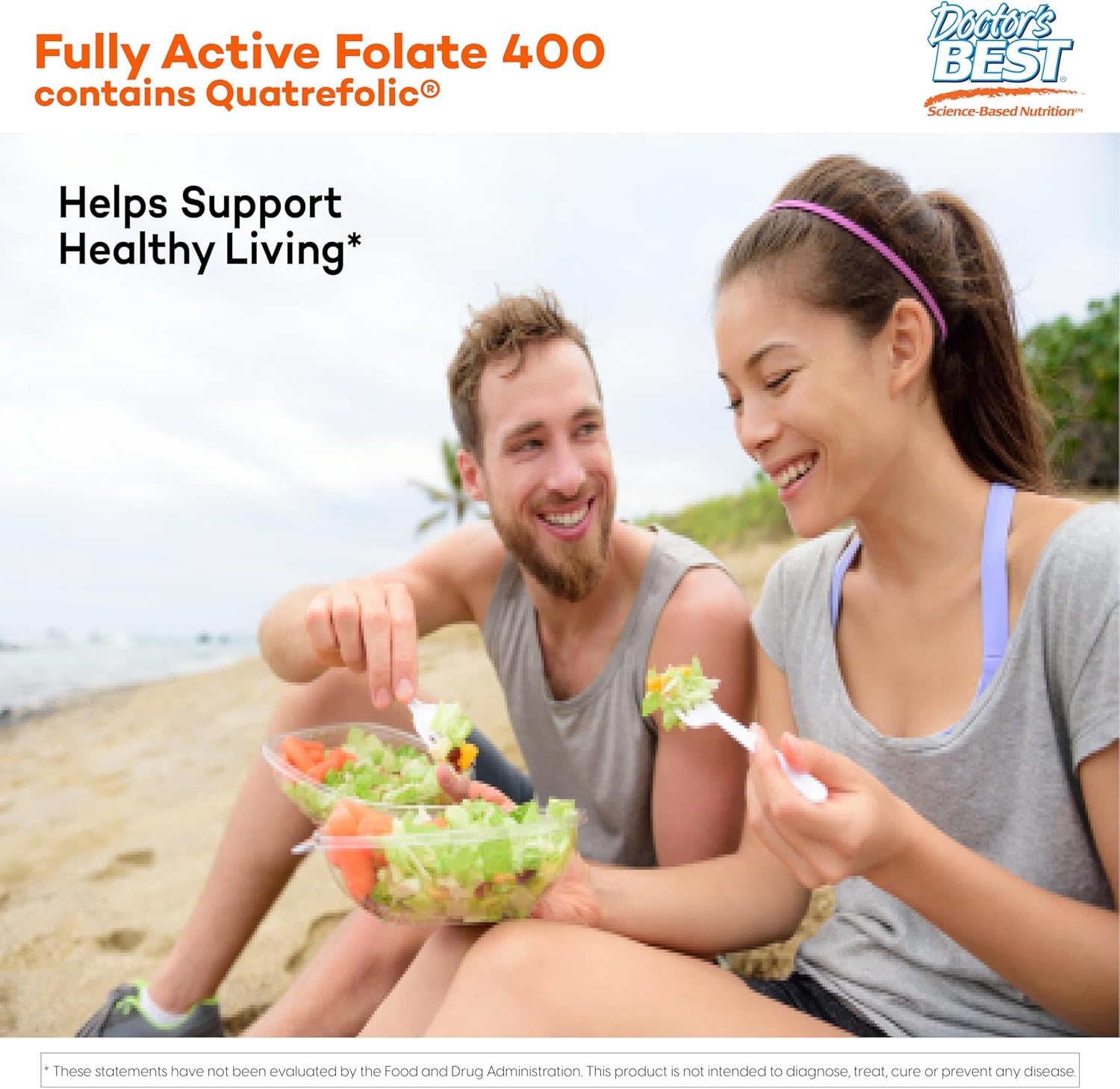 Pack of 6 Doctors Best Folate 400 90vc - Value Bundle