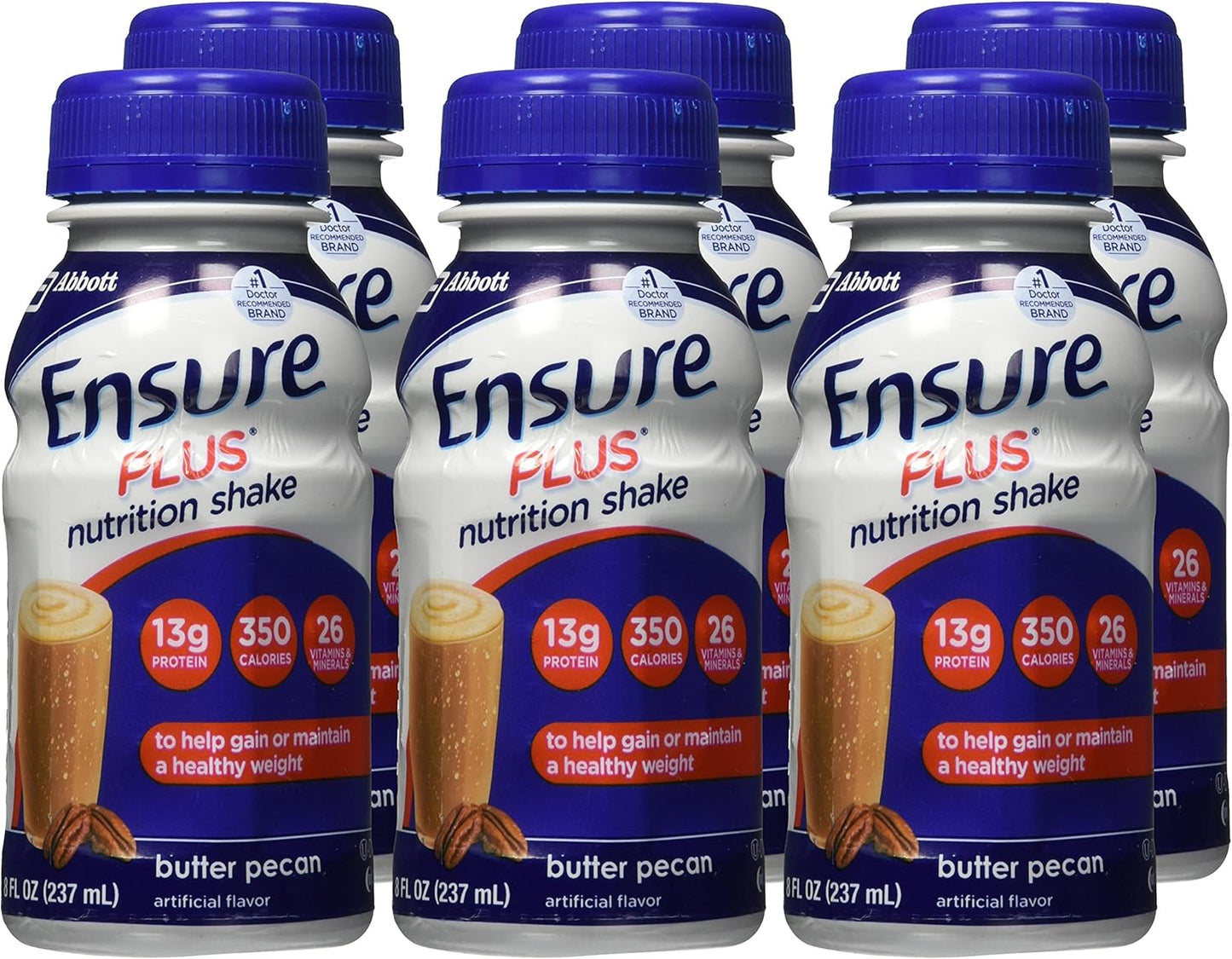 Pack of 6 Ensure Plus Nutrition Shake Butter Pecan Flavor - Nutrient-Rich Supplement Drink for Daily Health and Wellness
