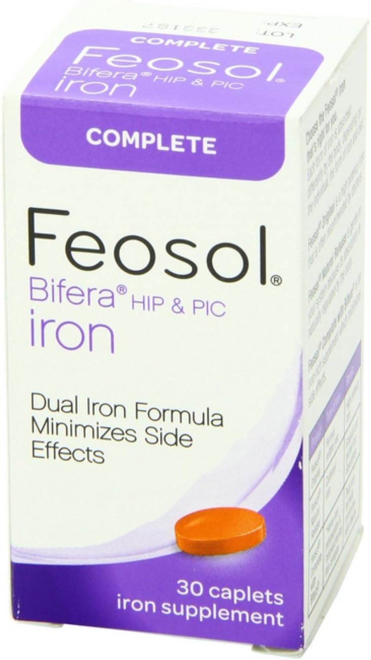 Pack of 6 Feosol Bifera Iron Caplets Complete - 30 ea per pack