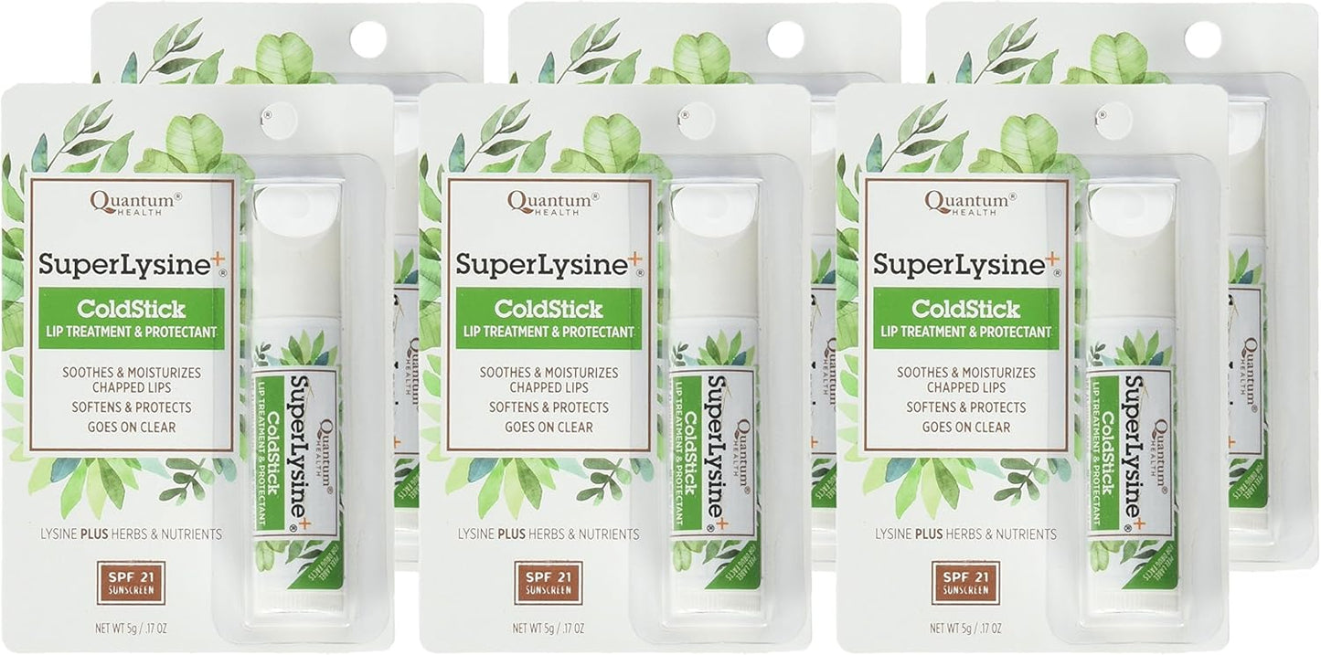 Pack of 6 Quantum Research Super Lysine Coldstick Lip Balms, 0.17 Ounce