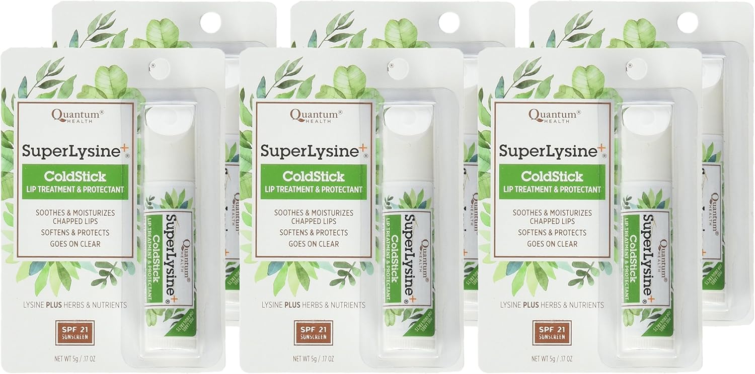 Pack of 6 Quantum Research Super Lysine Coldstick Lip Balms, 0.17 Ounce