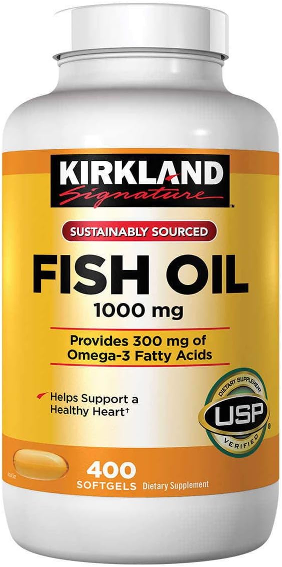 Pack of 800 Kirkland Signature Natural Fish Oil Softgels with 300 mg Omega-3