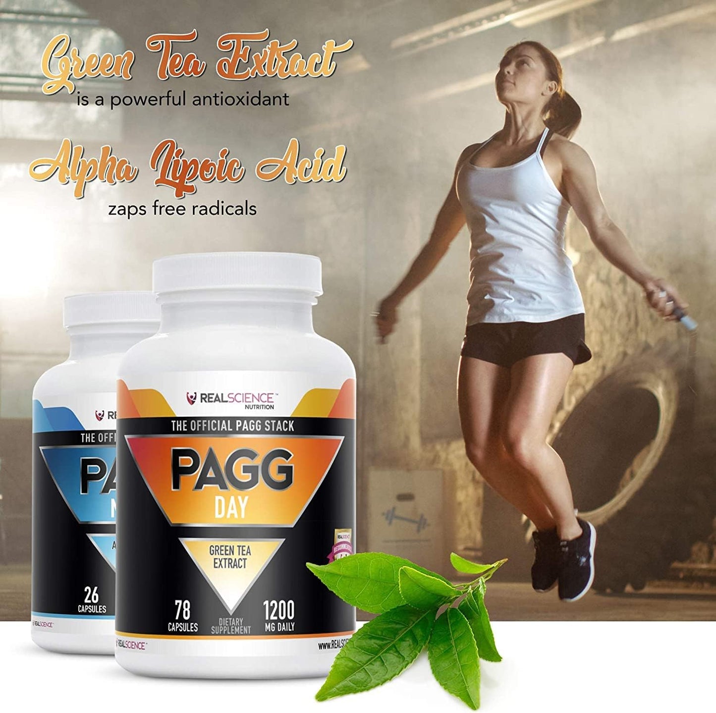 Pagg Stack: Official 4 Hour Body Fat Burning & Muscle Building Support, Green Tea Extract Day & Alpha Lipoic Acid Night Supplements