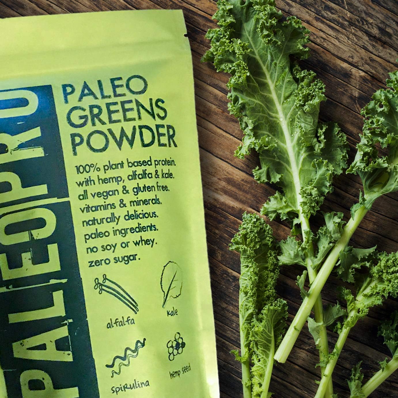 Paleo Pro PaleoPro Greens Powder: Vegan Protein, Keto Ingredients, Gluten-Free, High in Fiber, Calcium, Magnesium, Vitamins A & C, K & Iron - 9.4oz