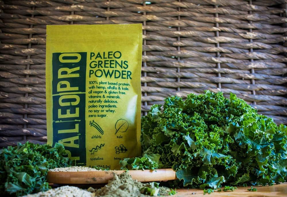 Paleo Pro PaleoPro Greens Powder: Vegan Protein, Keto Ingredients, Gluten-Free, High in Fiber, Calcium, Magnesium, Vitamins A & C, K & Iron - 9.4oz