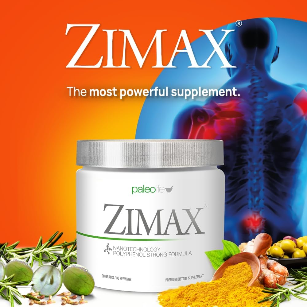 Paleolf ZIMAX Super ANTIOXIDANT - 100% Natural with High Absorption Curcumin, Rosemary Extract, Grape Seed Extract, Olive Leaf Extract - 90g Canister