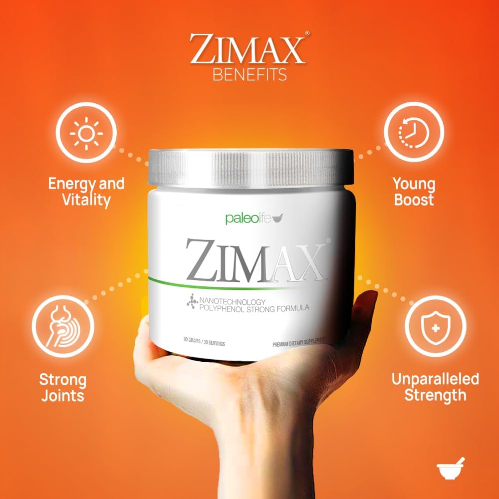 Paleolf ZIMAX Super ANTIOXIDANT - 100% Natural with High Absorption Curcumin, Rosemary Extract, Grape Seed Extract, Olive Leaf Extract - 90g Canister