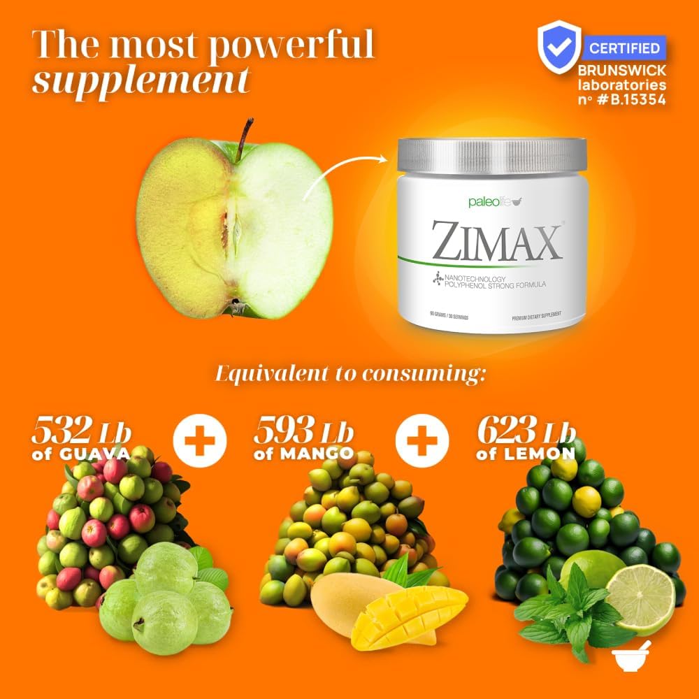 Paleolf ZIMAX Super ANTIOXIDANT - 100% Natural with High Absorption Curcumin, Rosemary Extract, Grape Seed Extract, Olive Leaf Extract - 90g Canister