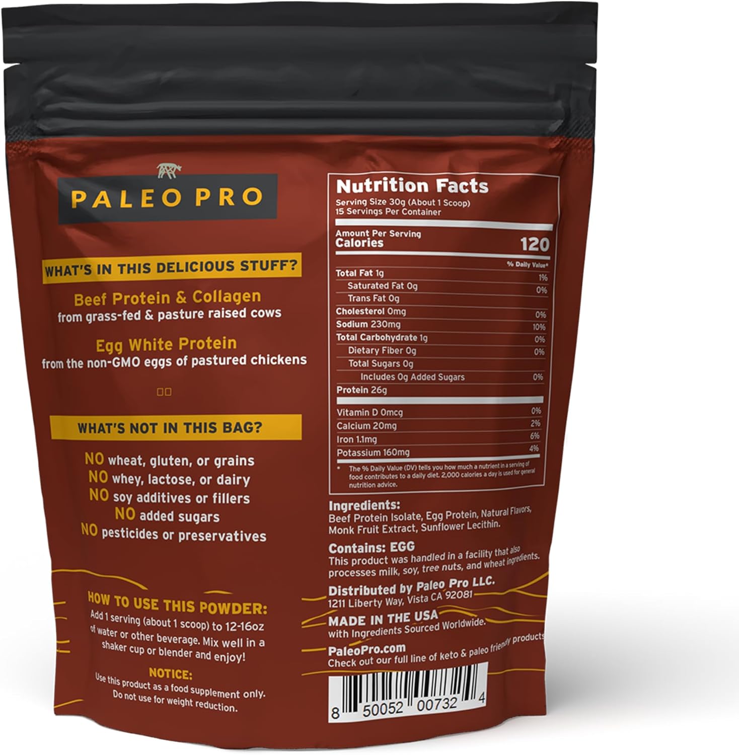 PaleoPro Protein Powder, Gluten Free, Dairy Free, Soy Free, Hormone-Free Beef, Minimally Processed Paleo Ingredients, 1lb, Mayan Mocha Flavor