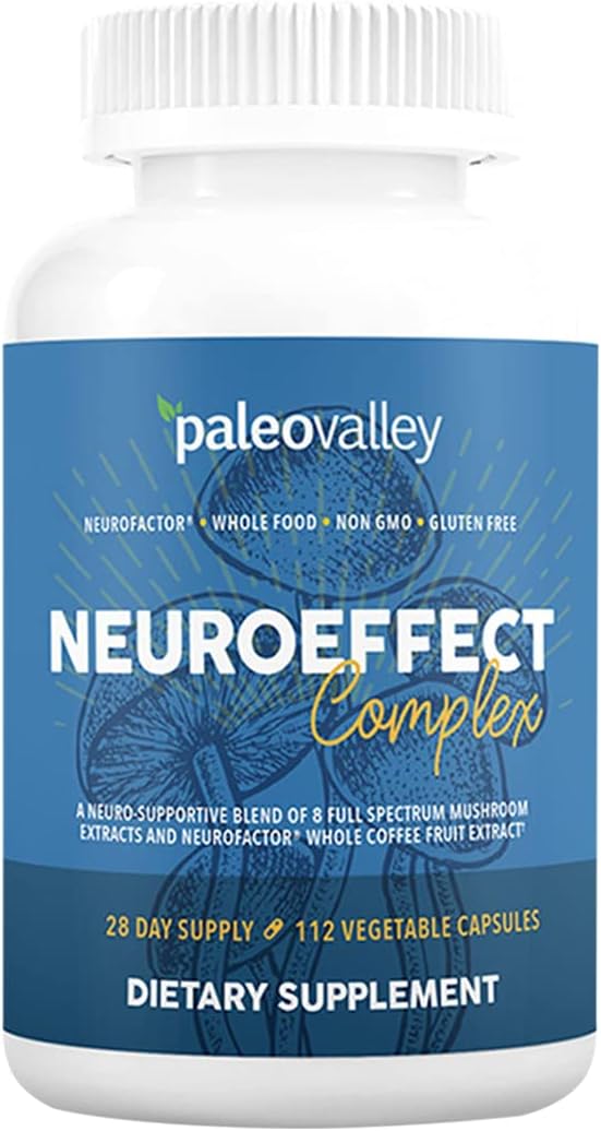 Paleovalley NeuroEffect: Focus, Memory, and Energy Support Supplement with 8 Mushroom and Coffee Fruit Extracts - 28-Day Supply