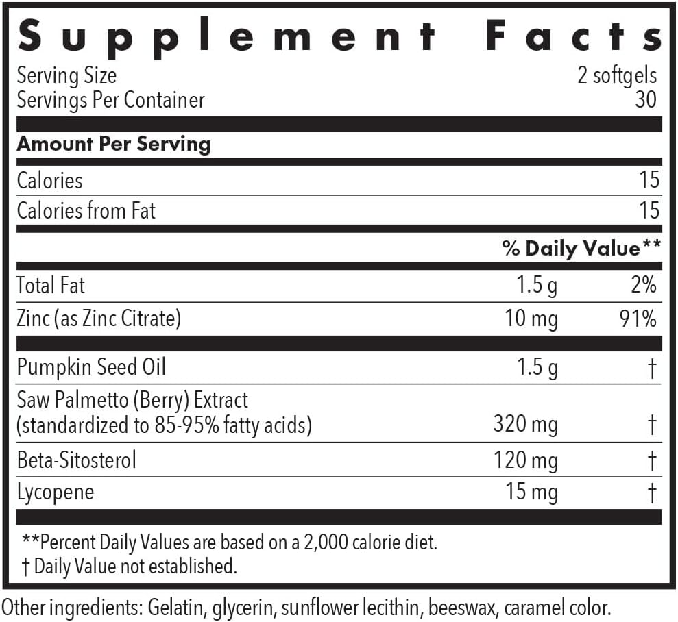 Palmetto Complex II Supplement for Prostate Support - Saw Palmetto, Lycopene, Pumpkin Seed Oil, Zinc - 60 Count Bottle