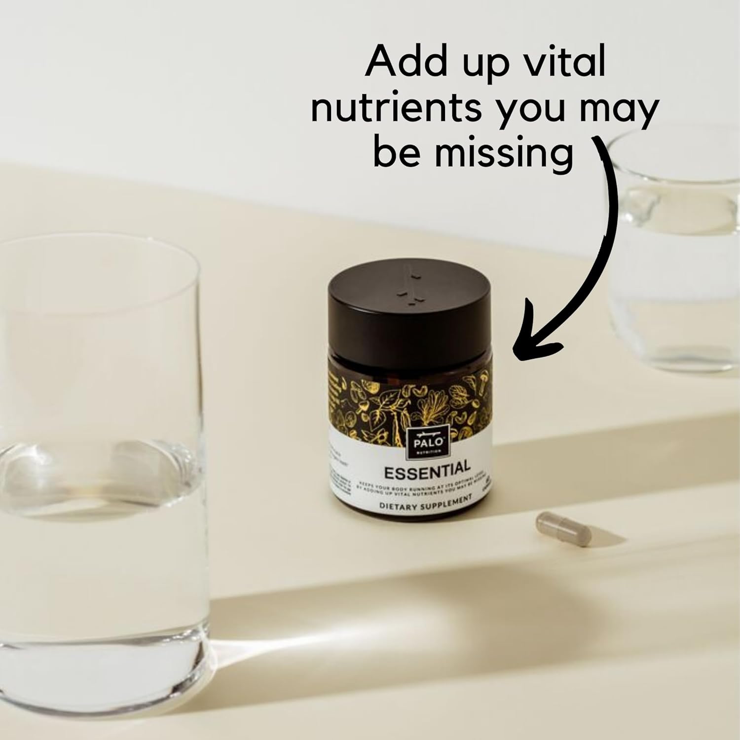 PALO Essential+ Adult One Daily Ritual Multivitamin with Vitamins D3, K2, B12, E, Folate, Minerals - 60 Capsules