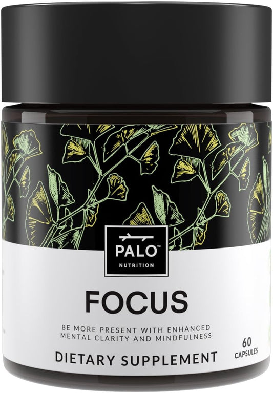 Palo Focus Nootropic Supplement for Memory, Focus, and Cognition - 60 Capsules with Ginkgo Biloba, Bacopa, and Ashwagandha