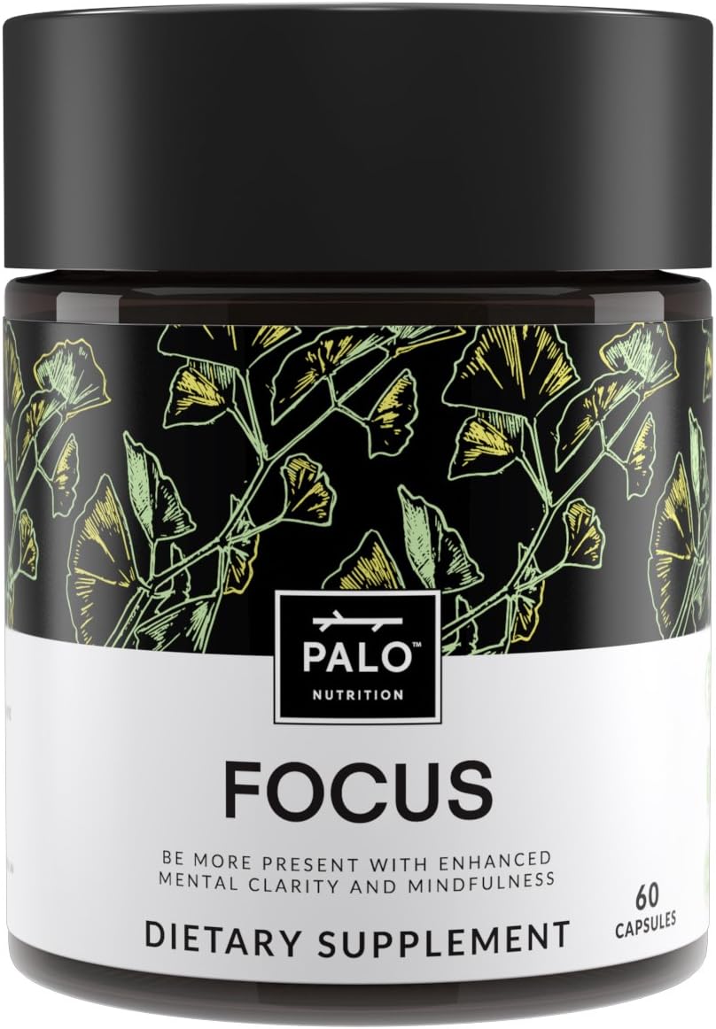 Palo Focus Nootropic Supplement for Memory, Focus, and Cognition - 60 Capsules with Ginkgo Biloba, Bacopa, and Ashwagandha