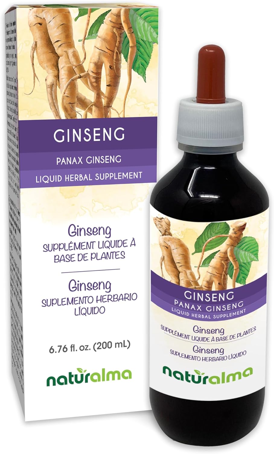 Panax Ginseng Root Alcohol-Free Tincture - 6.76 fl oz Liquid Extract Drops - Herbal Supplement Vegan Formula