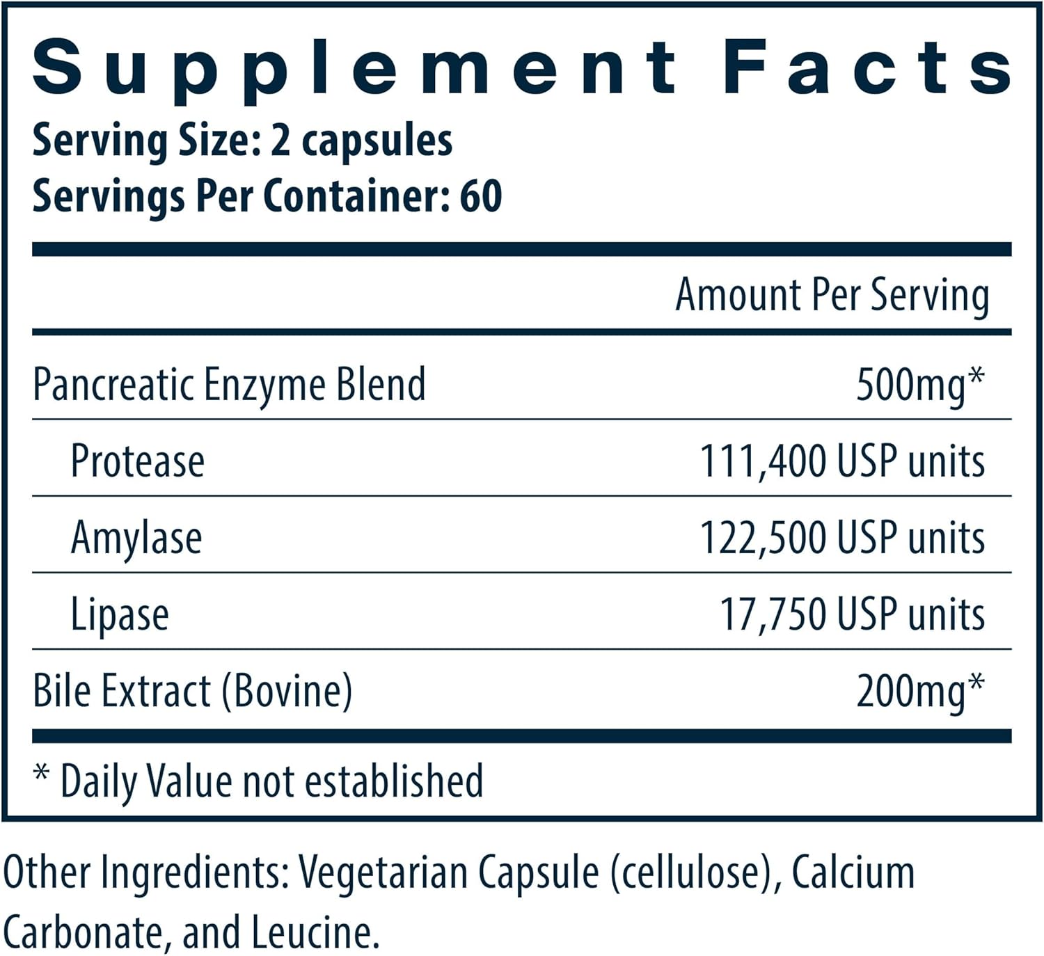 Pancreatin & Ox Bile Extract 500mg Capsules | Natural Digestive Enzymes for Protein, Fat, Carbs | Supports Men & Women | Gluten, Dairy, Soy Free | 120ct