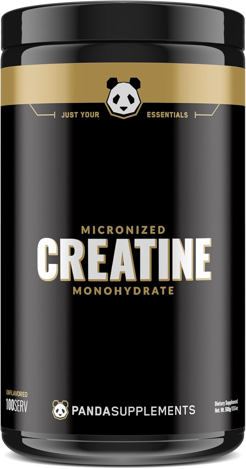Panda Supps Micronized Creatine 5000mg for Pre & Post Workout Recovery - 100 Servings, Unflavored - Boost Muscle Mass & Athletic Performance