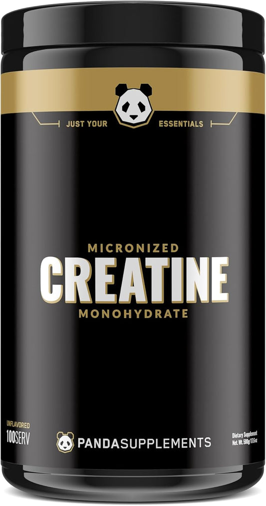 Panda Supps Micronized Creatine 5000mg for Pre & Post Workout Recovery - 100 Servings, Unflavored - Boost Muscle Mass & Athletic Performance