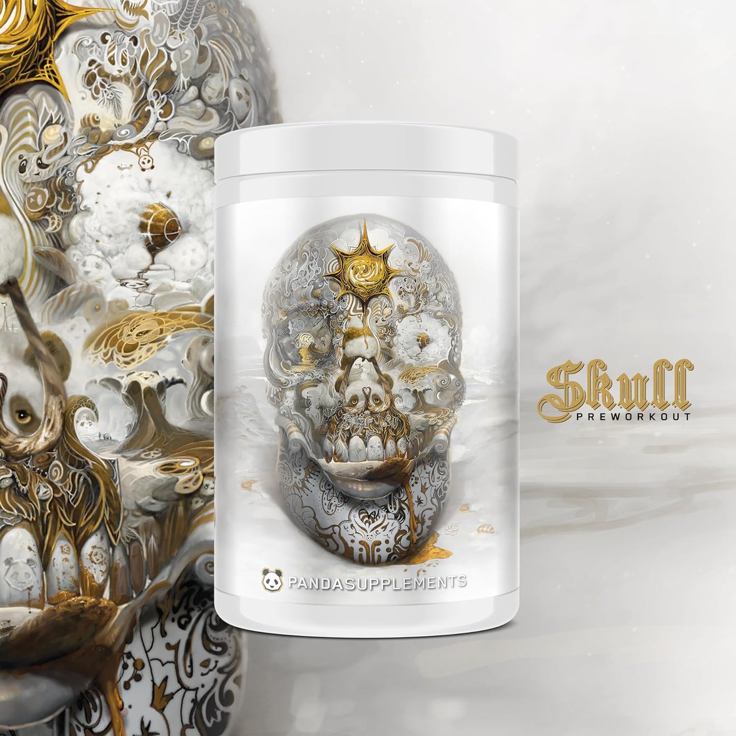 Panda Supps Skull Nootropic Pre-Workout - 403mg Caffeine, Tunnel Vision Focus, Energy Boost - Lemon Blueberry Pineapple Flavor - 40 Servings
