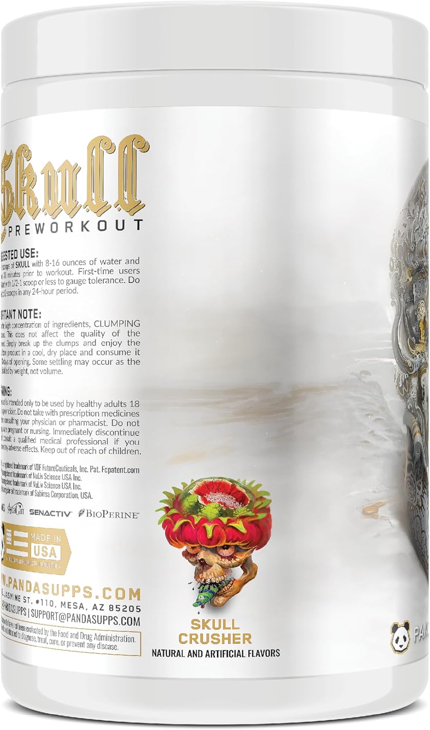 Panda Supps Skull Nootropic Pre-Workout: Tunnel Vision Focus, Extreme Energy Boost & Pump Formula (Dragonfruit Watermelon Candy)