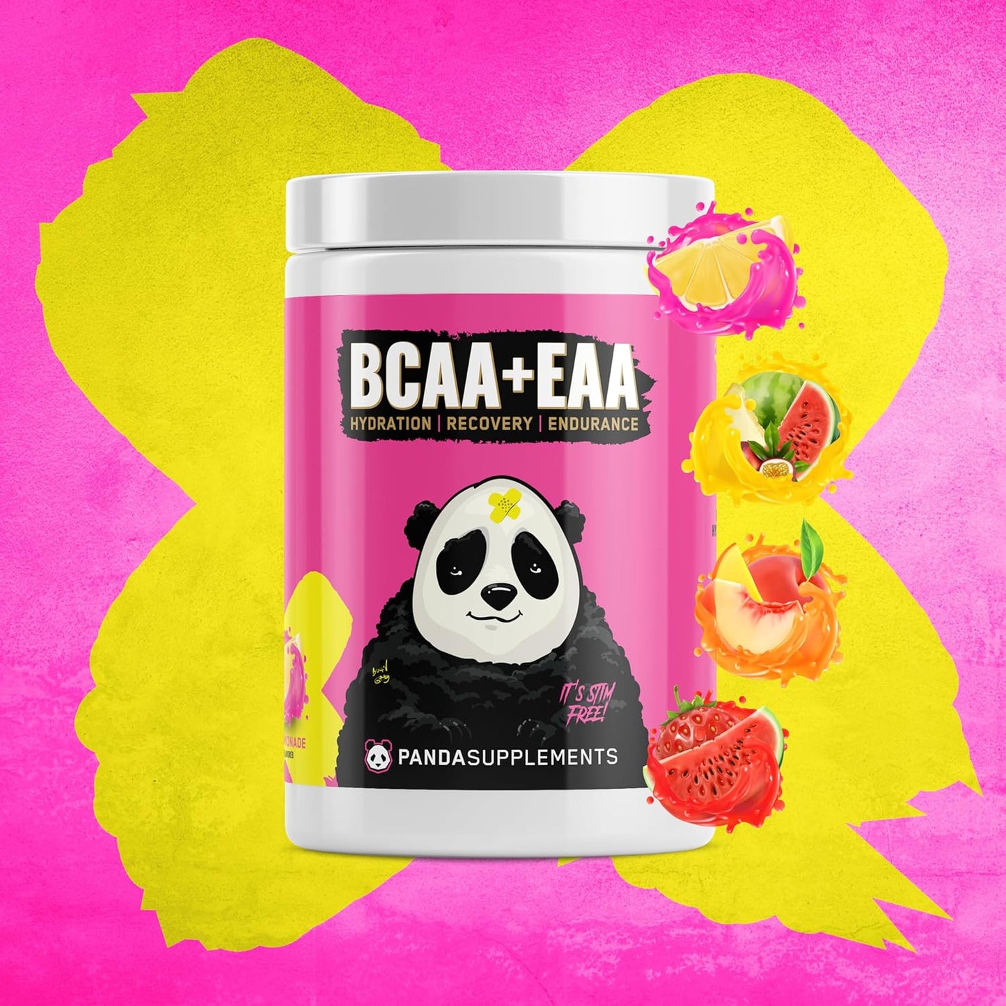 Panda Supps Underground Bio Labs BCAA+EAA Amino Supplement for Intra-Workout, Hydration, and Recovery - 2:1:1 Ratio (30 Servings, Pink Lemonade)