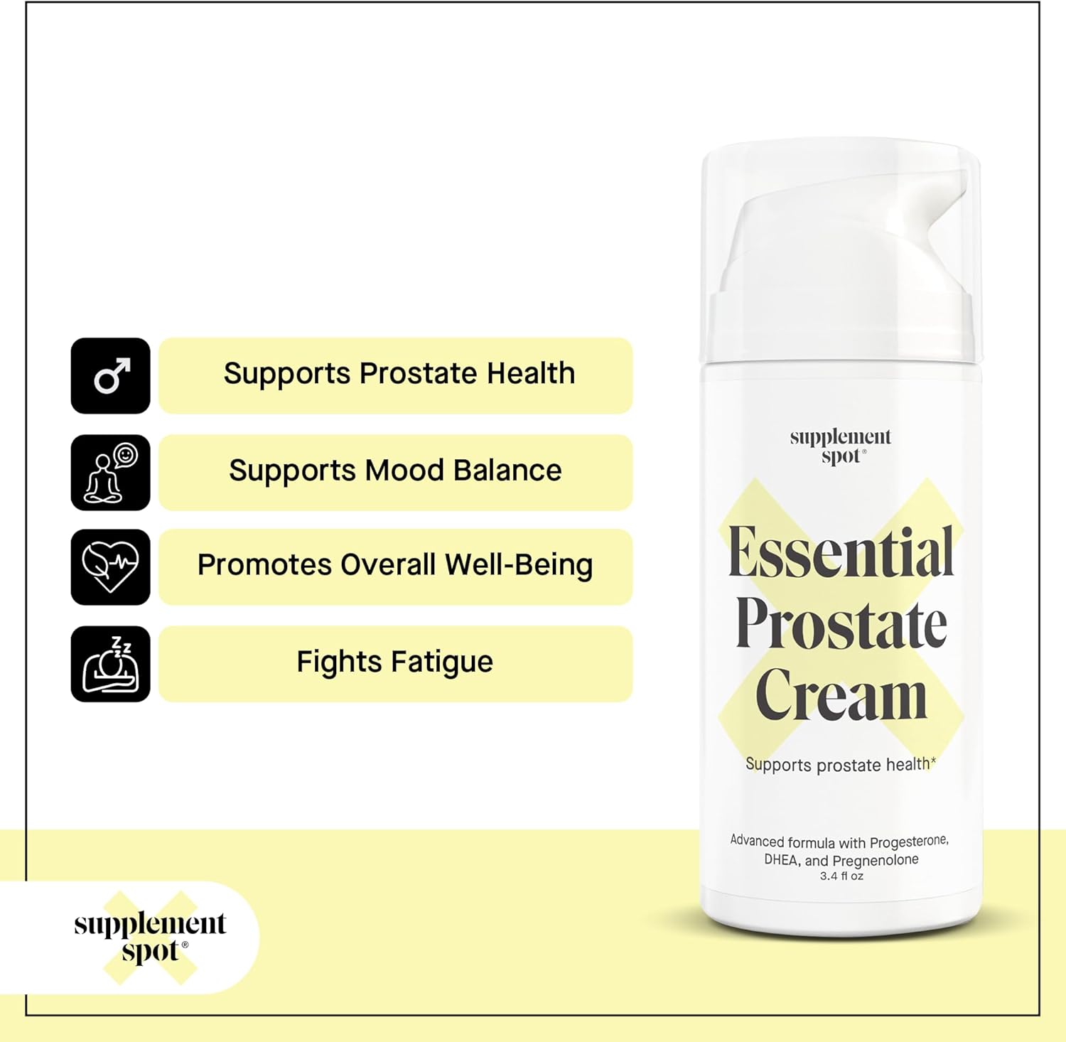 Paraben-Free Prostate Health Cream with DHEA and Progesterone for Men - Natural Support for Prostate Health - 3.4 Oz
