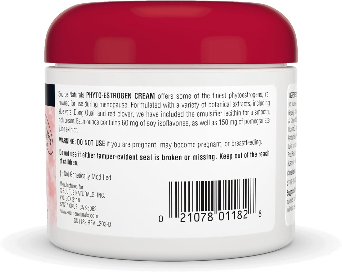 Paraben-Free Source Naturals Phyto-Estrogen Cream - 4 oz Cream for Hormonal Balance