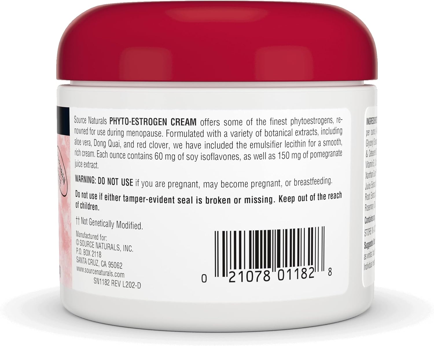 Paraben-Free Source Naturals Phyto-Estrogen Cream - 4 oz Cream for Hormonal Balance