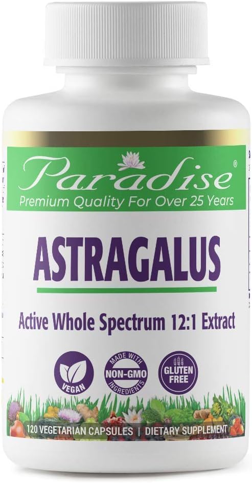 Paradise Herbs Astragalus Extract Capsules for Energy, Digestive & Immune Health - Non GMO, Gluten Free - 120 Vegetarian Capsules