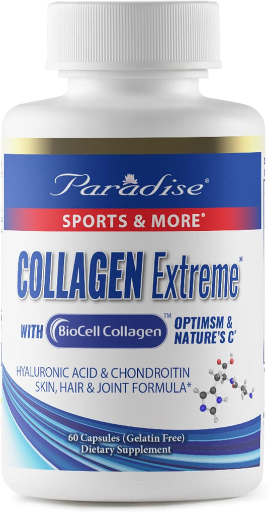 Paradise Herbs Collagen Extreme Capsules with Biocell & Hyaluronic Acid for Hair, Skin, Joints - 60 Count