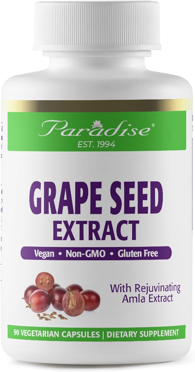 Paradise Herbs Grape Seed Extract: Whole Spectrum Antioxidant Capsules - Vegan, Non GMO, Gluten Free