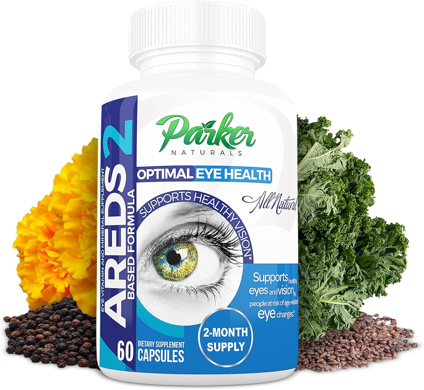 Parker Naturals Eye Health Supplement for Vision, 60 Capsules - Vitamin C & E, Lutein & Zeaxanthin, Eye Vitamins & Minerals