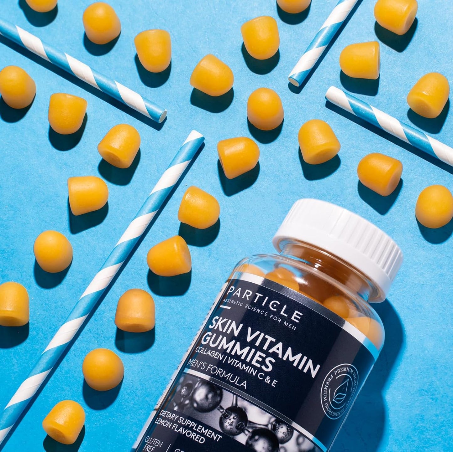 Particle Collagen Skin Gummies with Biotin, Vitamin C & E for Elasticity and Wrinkle Reduction - 60 Gummies