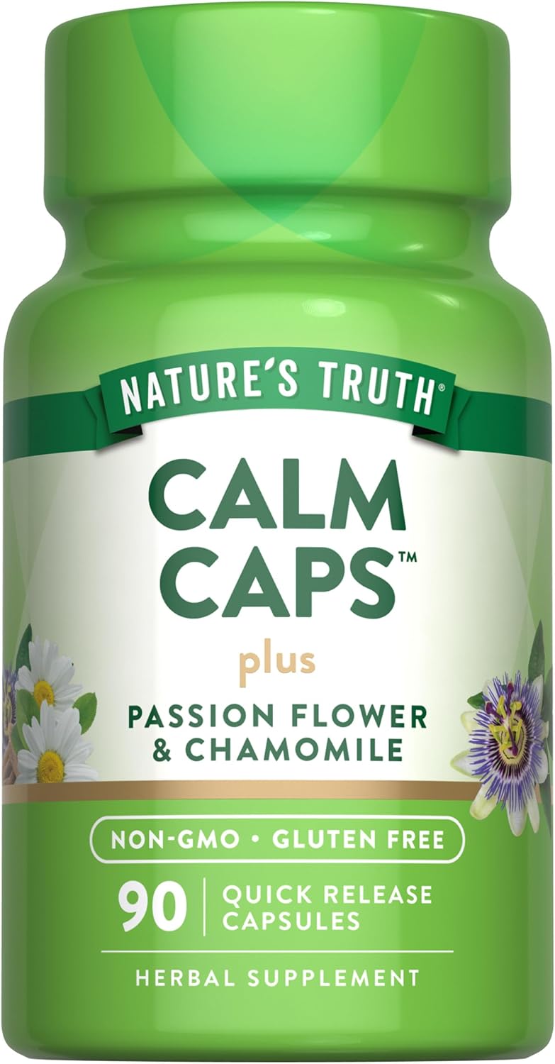 Passion Flower and Chamomile Calm Capsules - 90 Count - Non-GMO, Gluten Free Supplement by Nature's Truth