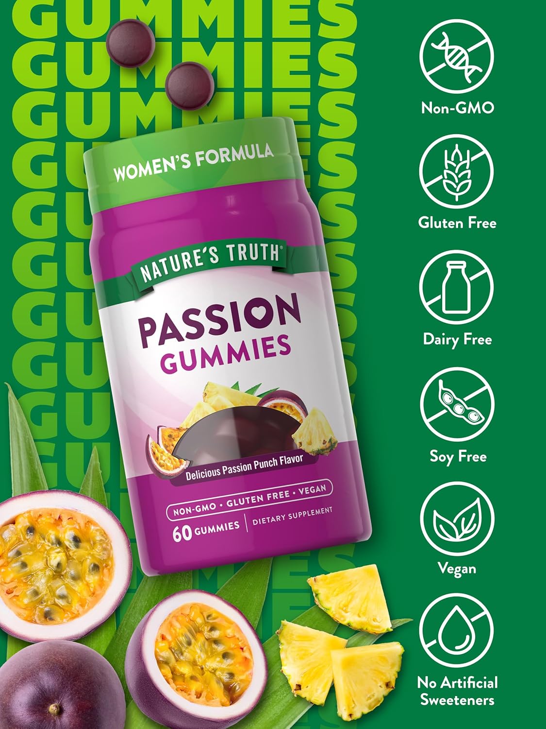 Passion Punch Flavor Horny Goat Weed & Maca Gummies for Women | 60 Count | Vegan, Non-GMO & Gluten Free