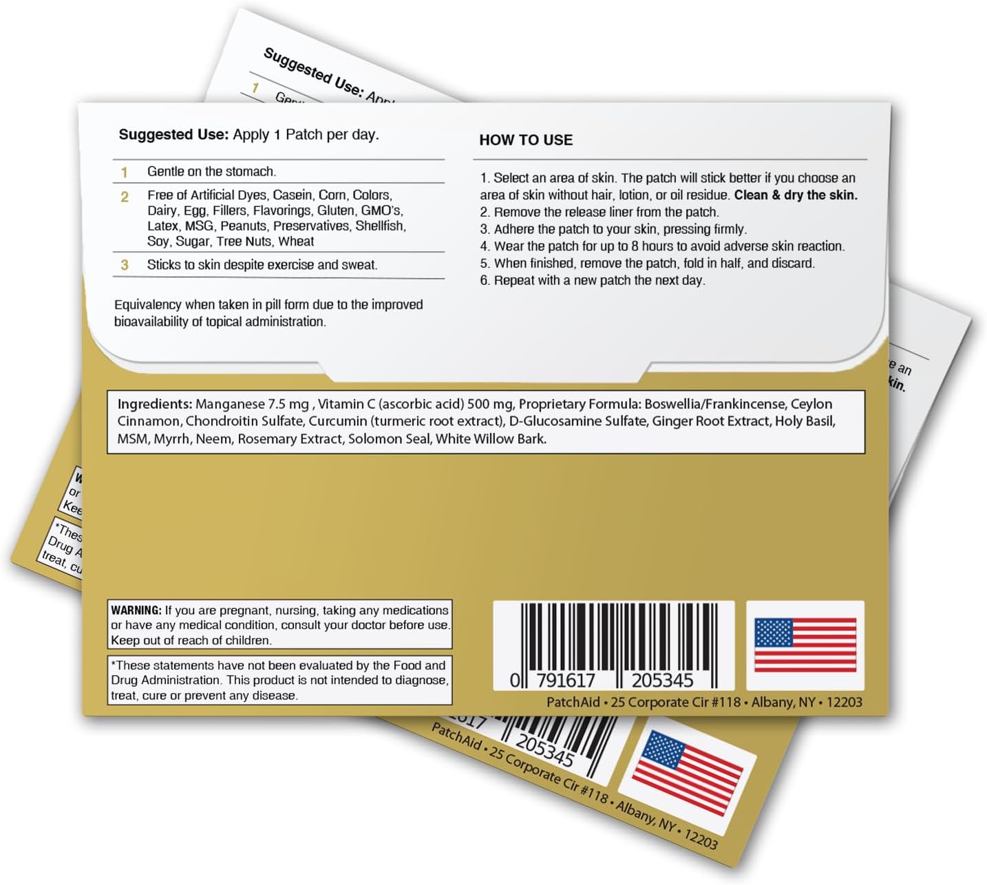 PatchAid Glucosamine and Chondroitin Topical Patch 30-Day Supply for Joint Support