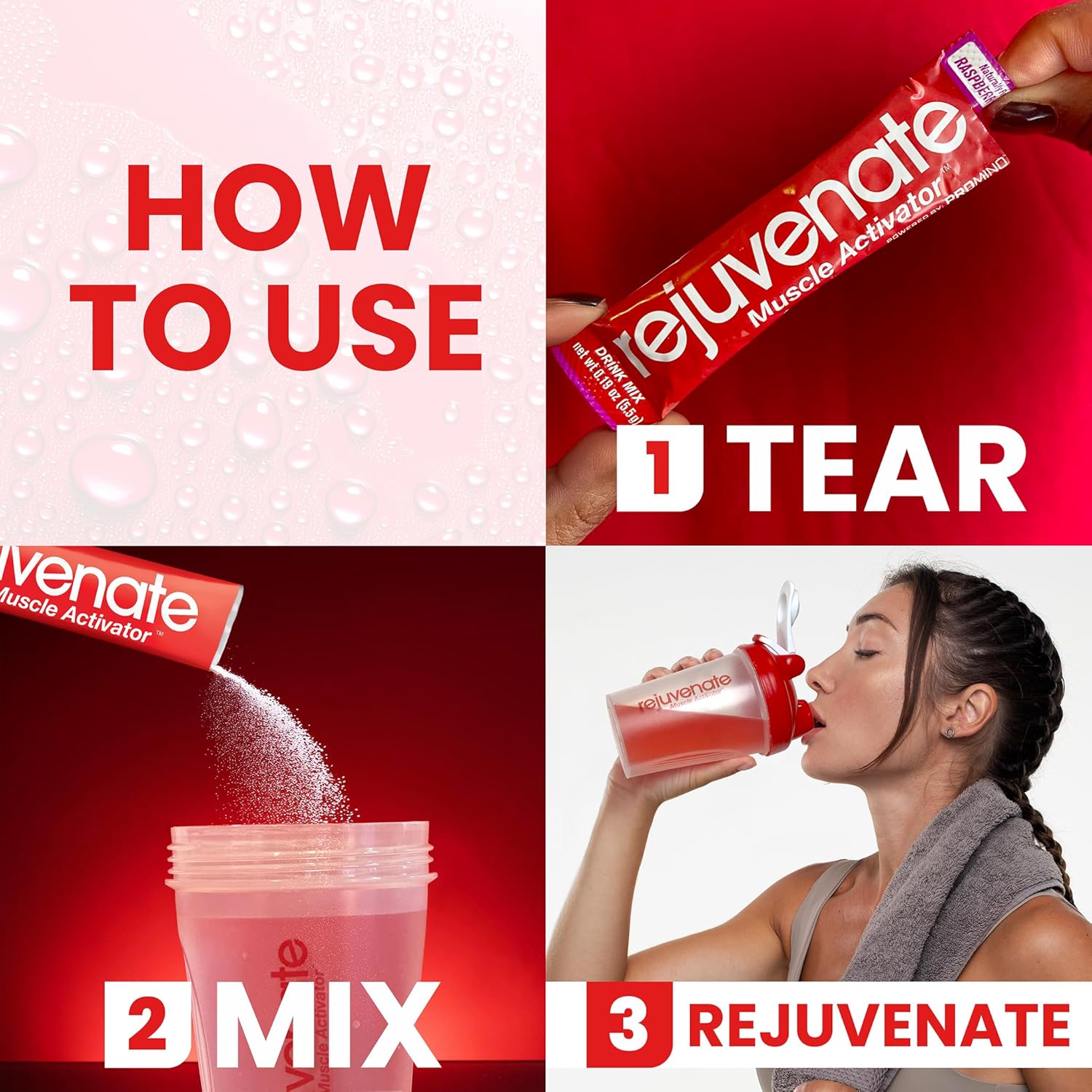 Patented EAA Muscle Building Drink Sticks - 11x Better Than Whey Protein - Raspberry Burst - 30 Count