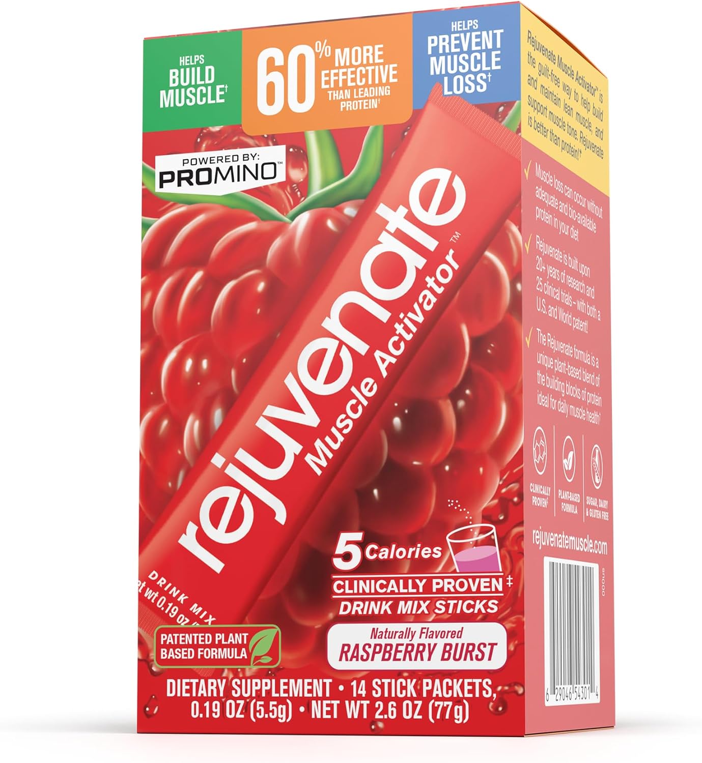 Patented EAA Muscle Building Drink Sticks - 40g Whey Protein Isolate, 11x Better Than Whey, Raspberry Burst, 14 Count