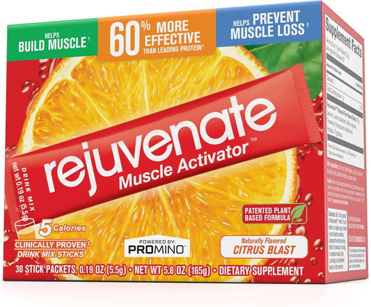 Patented EAA Muscle Building Drink Sticks - 40g Whey Protein Isolate per Stick - Citrus Blast Flavor - 30 Count