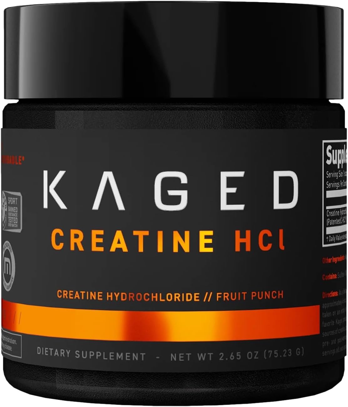 Patented Fruit Punch Creatine HCl Powder for Muscle Growth and Recovery, Easy Digestion, 75 Servings