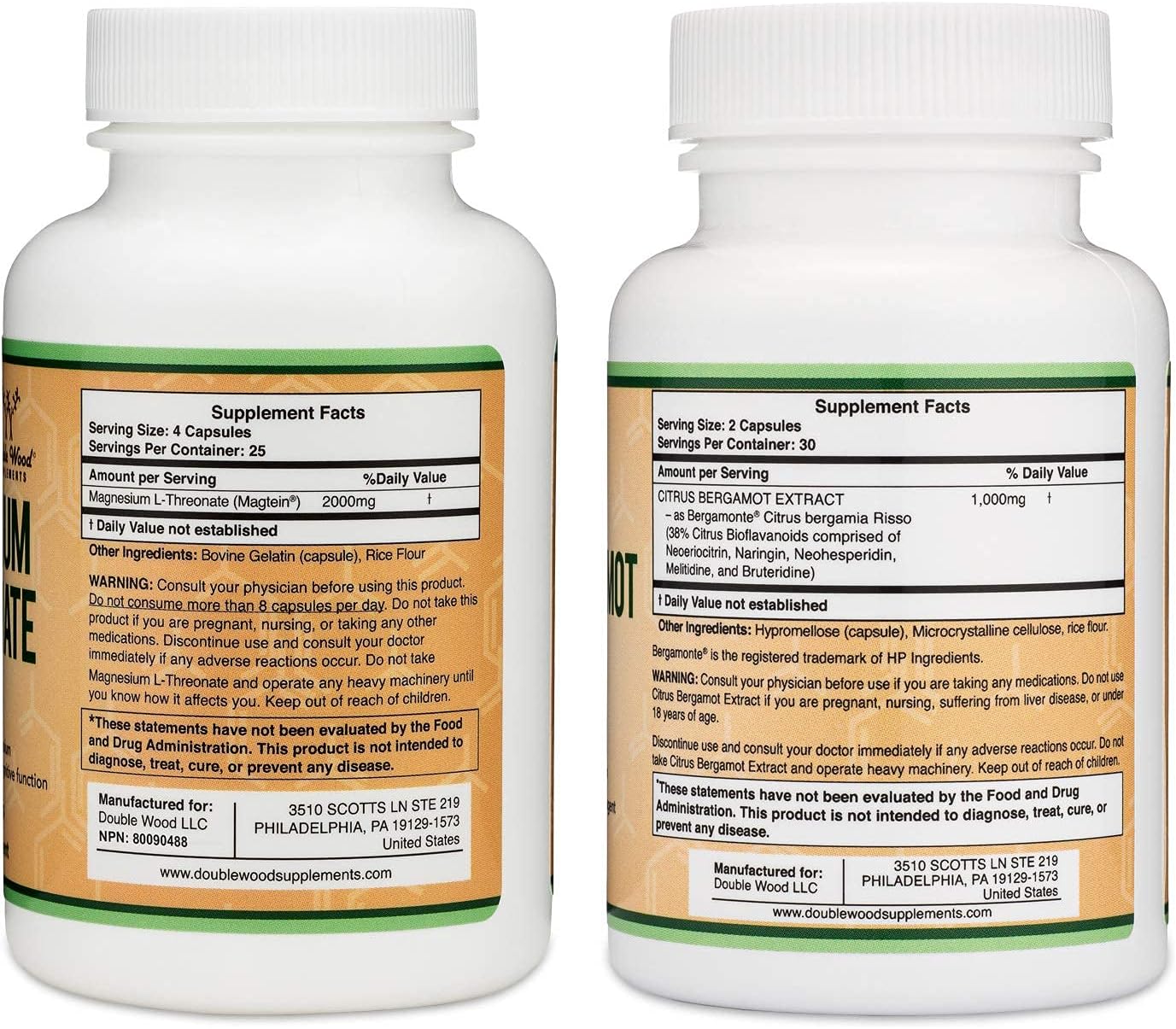 Patented Magnesium L-Threonate and Citrus Bergamot Bundle for Cognitive Function and Overall Health