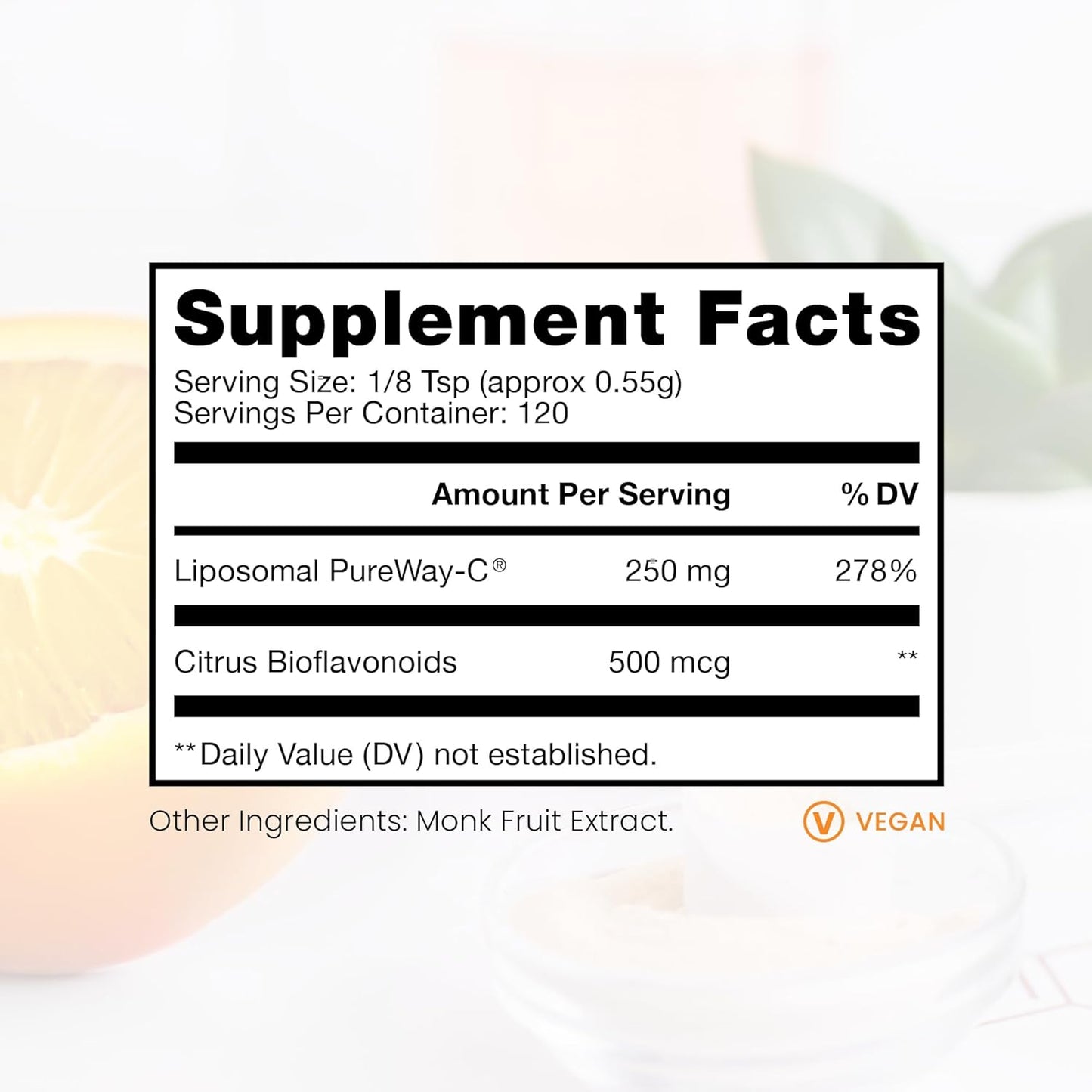 Patented PureWay Liposomal Vitamin C Powder for Immune Support & Healthy Aging - Non-GMO, Made in USA - 66g, 120 Servings