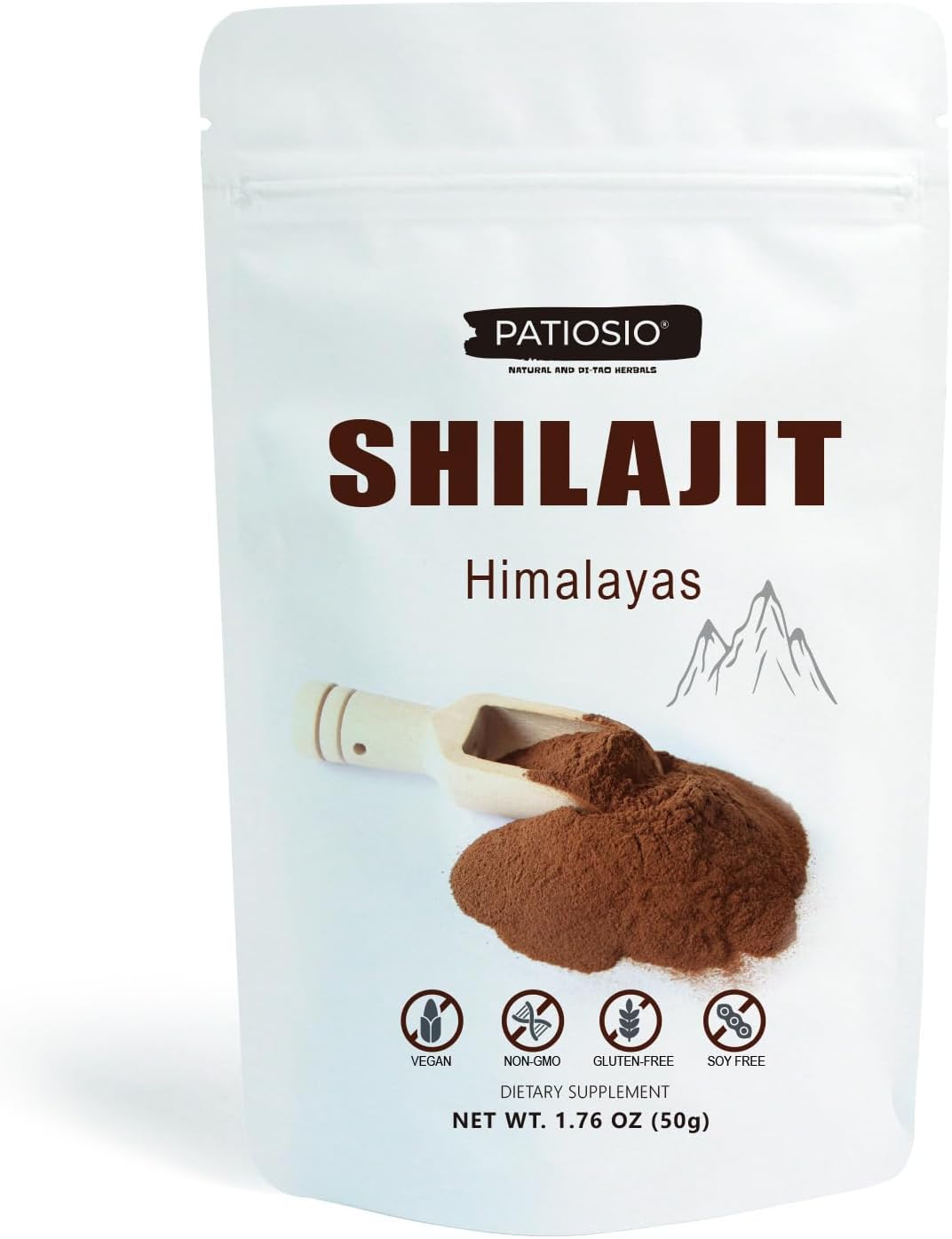 Patiosio Shilajit Powder - Pure Himalayan Supplement with 50% Fulvic Acid, Trace Minerals, Enhanced Energy, Immune Support - 200 Servings, 1.76oz