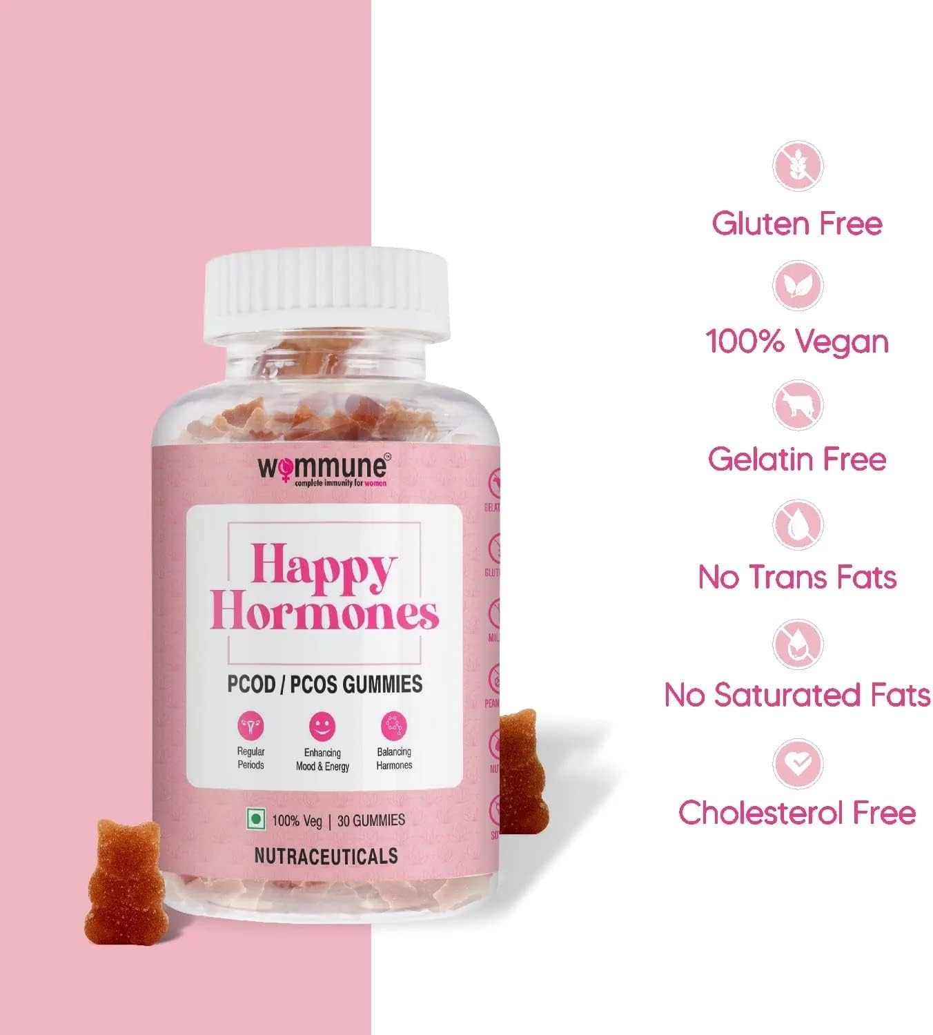 PCOD Balance Gummies with Inositol for Hormonal Imbalance, Acne, and Delayed Periods - Natural Solution for Regular Periods and Facial Hair - Revitalize, Rebalance, Recharge
