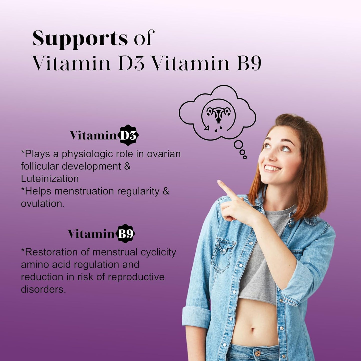 PCOS PCOD Supplement with Myo-Inositol, D-Chiro Inositol, and Vitamins for Hormonal Balance and Ovarian Function Support - 60 Veg Capsules