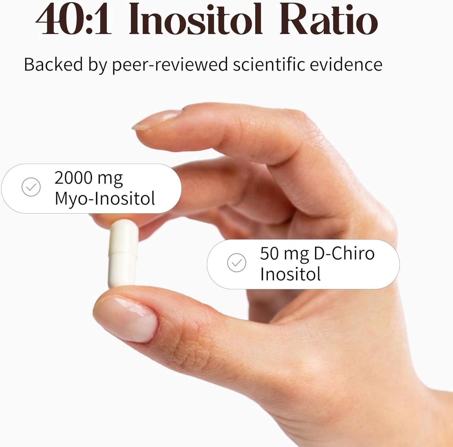 PCOS Queen Inositol Supplement for Women - Myo + D-Chiro Inositol Blend - Supports Fertility, Skin, and Menstrual Health - 1 Bottle