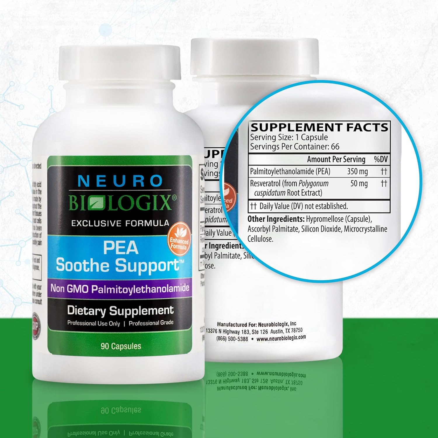 PEA Soothe Support Natural Relief Formula with Resveratrol - Promotes Nerve Function & Energy Balance